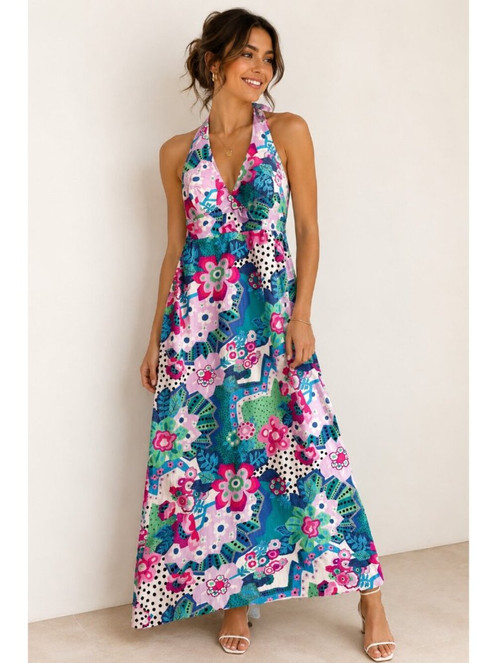 Vintage Lounge Things Floral Psychedelic Maxi Dress S